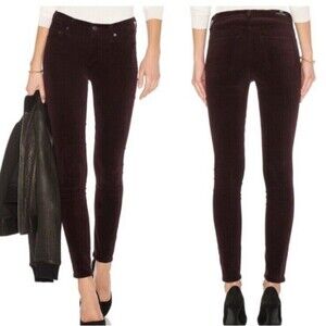 Citizens of Humanity Rocket Velour Skinny Jeans Burgundy Women’s Size 25 High Ri